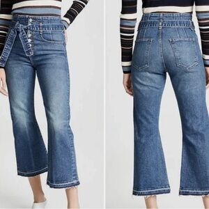 Veronica Beard Marlene Blue Flare Jeans with Belt Size 26